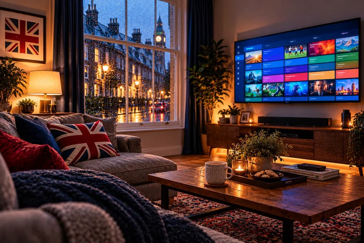 IPTV United Kingdom on a Smart TV in a British living room